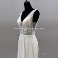 Bridal Gowns Sexy Backless Sleeveless Illusion V Neck Chapel Train Hot Sale Lace Wedding Dress